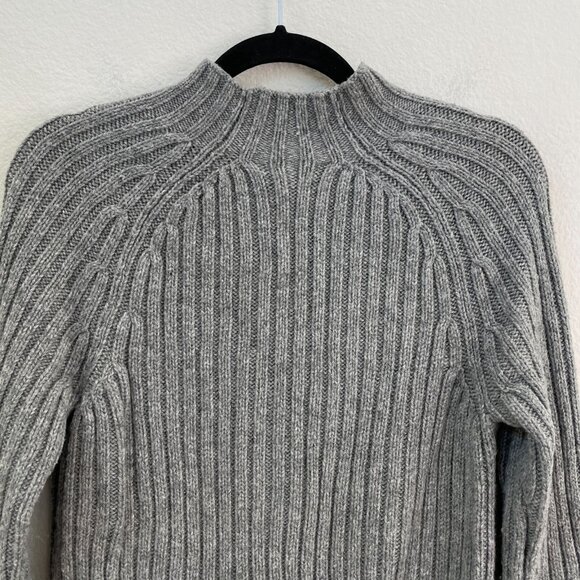 LL Bean Womens Medium Ribbed Knit Sweater Gray Wool Blend Top Mock Neck - Picture 9 of 9